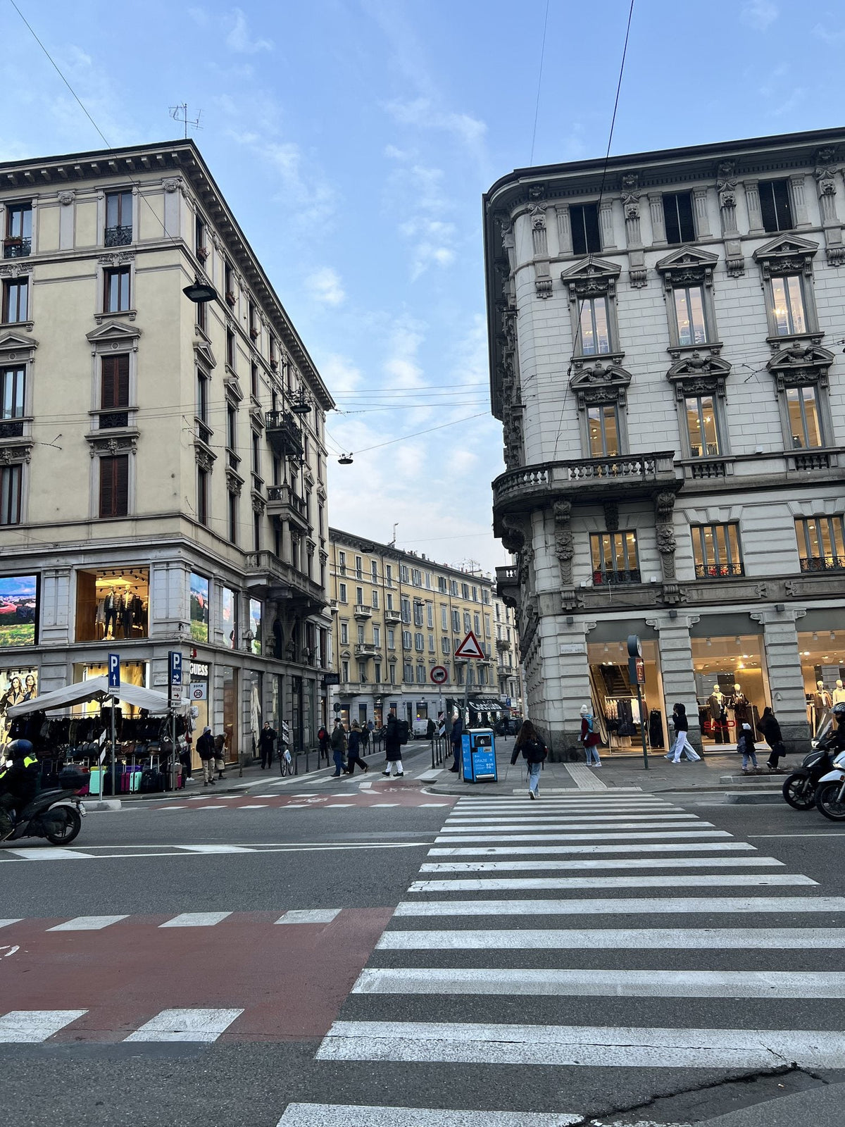 A street corner in Milan, where the fabrics for DAÉIN’s first collection were chosen