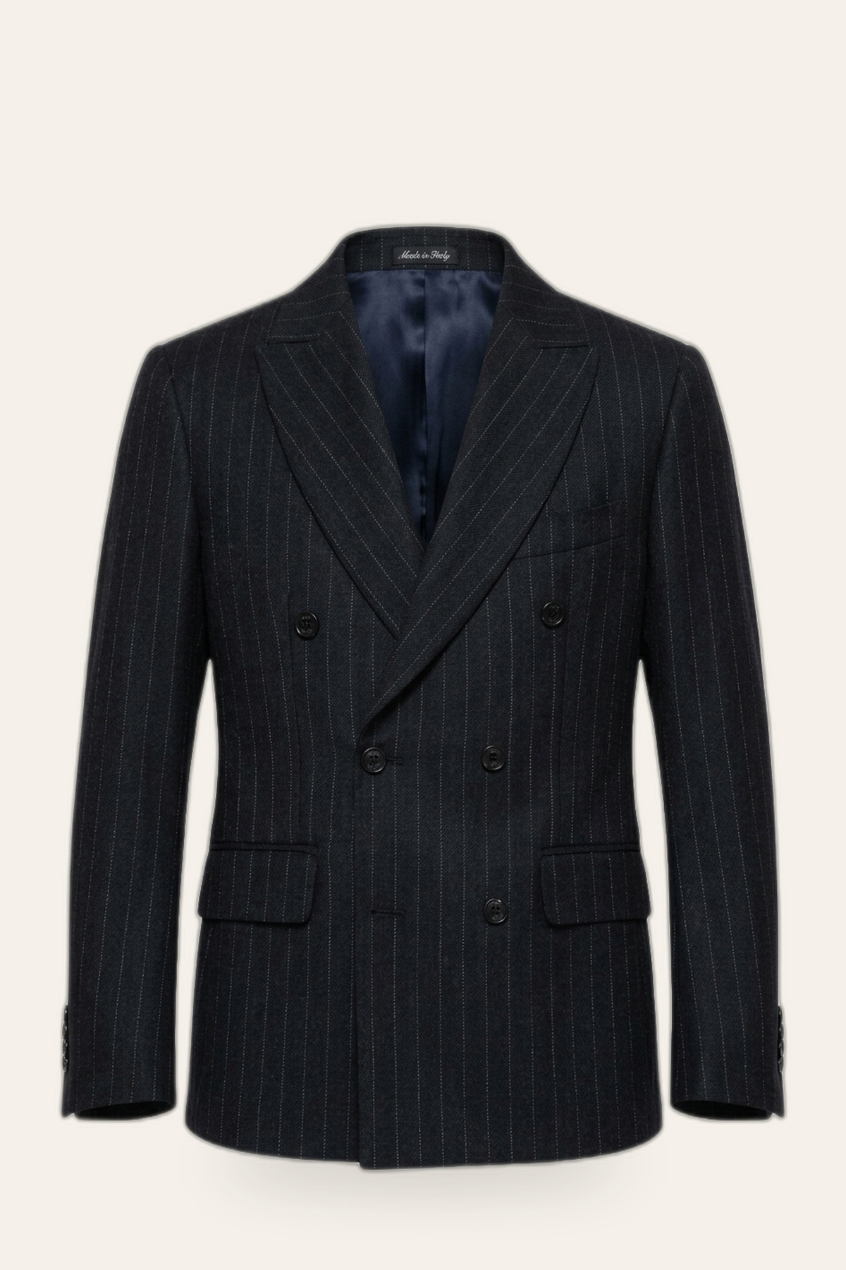 Pinstripe wool blazer, ghost mannequin — DAÉIN